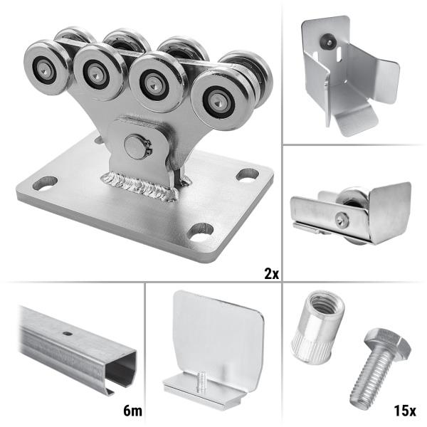 7.0Z - sestava pro výrobu pojezdu posuvné nesené brány do průjezdu 4,2 m a 425 kg, pozinkovaný profil